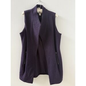 Chico's Purple Wool Vest With Zipper Pockets Size 1